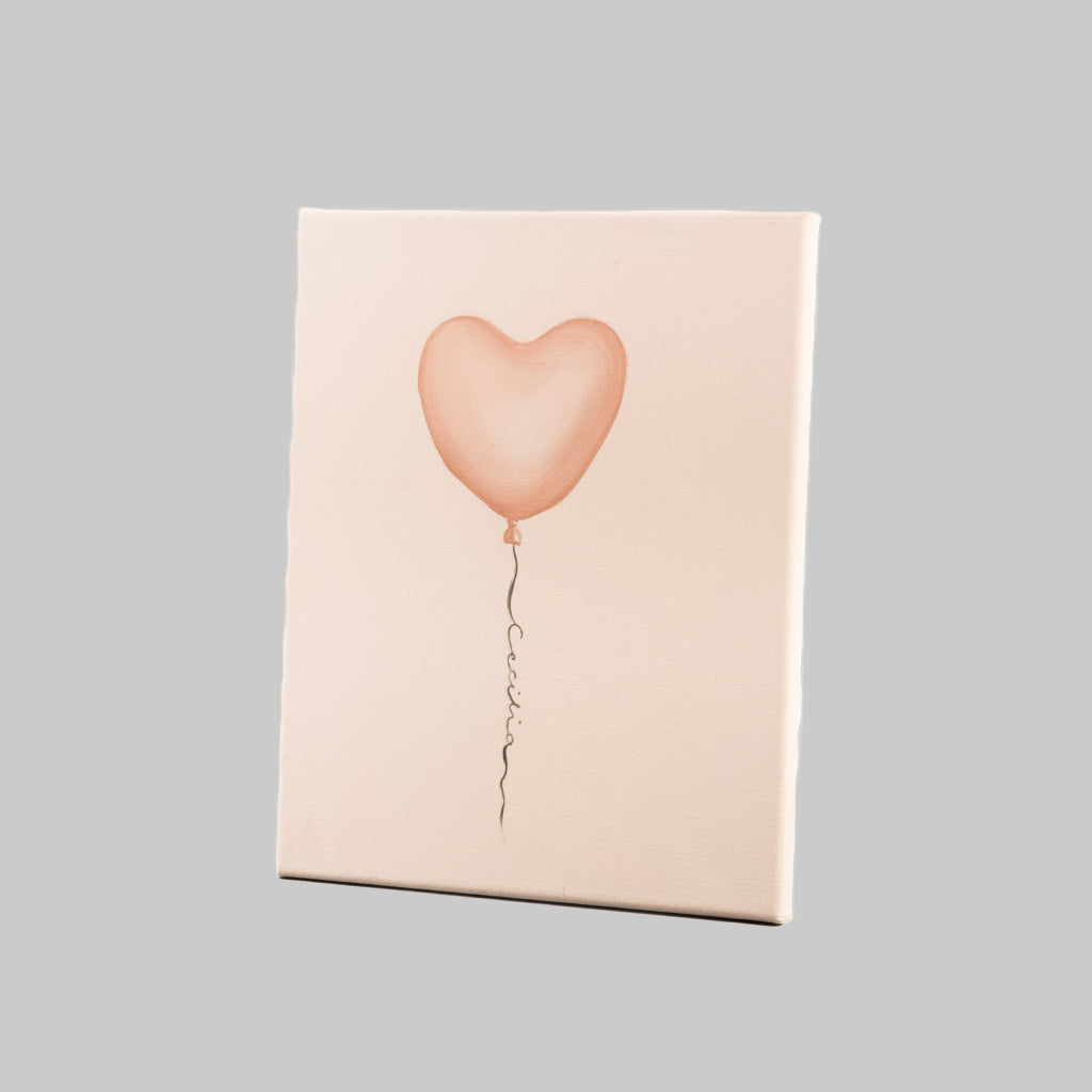 tela rosa con palloncino a forma di cuore + nome Cecilia