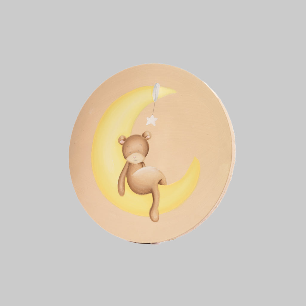 tela rotonda beige con luna+ orsetto