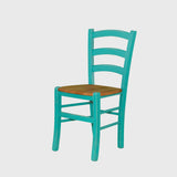Sedia in legno massello color azzurro 
